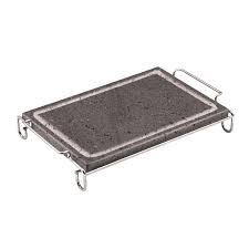 03410000PPV.jpg ILSA - INVITO RECTANGULAR VOLCANIC COOKING STONE WITH STEEL RACK 30x20 CM - Image 1