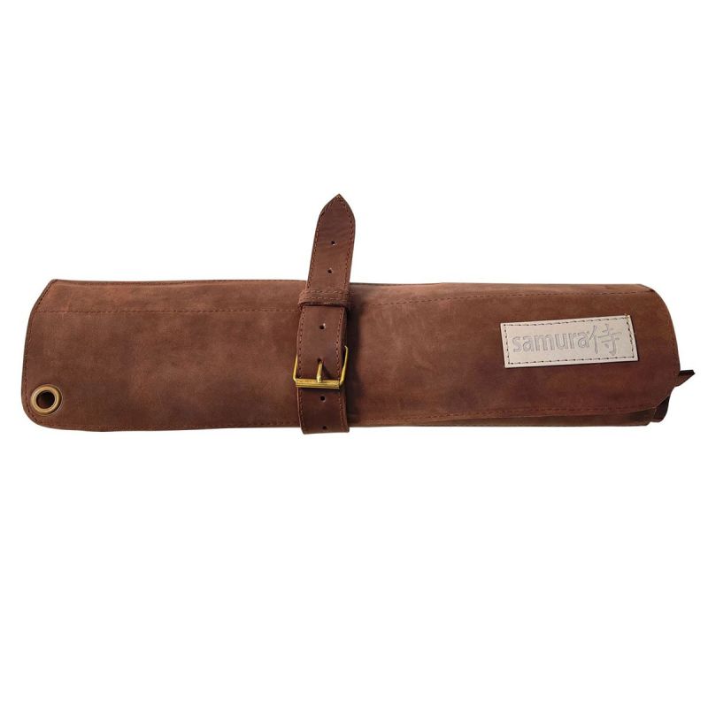 4751029324351.jpg SAMURA - CHEF ROLLS NATURAL LEATHER DARK BROWN 7 PLACES 44 x 13 x 12 CM SCR-DB - Image 1