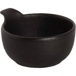 *DISCONTINUED - MAASTRICHT - PORCELAIN UNIVERSE BLACK MAT BOWL WITH HANDLE 10 CM