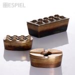 ESPIEL - BRONZE ALUMINIUM WINDPROOF ASHTRAY OVAL 11 x 8 CM - Image 2
