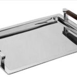 ESPIEL - DELUXE INOX TRAY WITH WOOD HANDLE 49 x 37 CM 213077