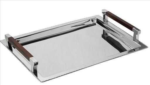 GET108.jpg ESPIEL - DELUXE INOX TRAY WITH WOOD HANDLE 49 x 37 CM 213077 - Image 1