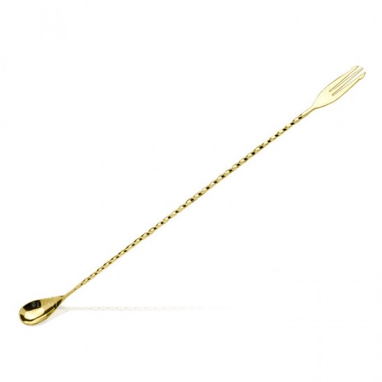 L0014.jpg LUMIAN - TRIDENT FORK BAR SPOON 40 CM GOLD - Image 1