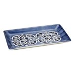 *DISCONTINUED - ESPIEL - LIS RECT. PLATE 25 x 14 CM BLUE DESIGN