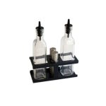 MAK - CONDIMENT GLASS SET BASE OIL/VINEGAR/SALT/PEPPER BLACK