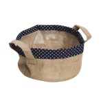 *DISCONTINUED - ESPIEL - BREAD BASKET ROUND BIEGE AND BLUE 18 CM WITH HADLE