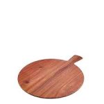LEONE - PIZZA HANDLED ROUND MELAMINE TRAY WOOD EFFECT 32 CM