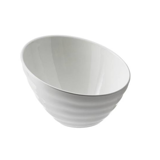 T8445.jpg LEONE - WHITE MELAMINE SLANTED SALAD BOWL 28 x 10 CM / 2.5 LT - Image 1