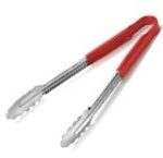 GRILL TONG WITH RED PVC HANDLE 40 CM