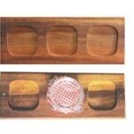 IROKO WOODEN BASE WITH PLACE FOR SQUARE 3 x PRIMIZIE 500 ML 40 x 16 CM