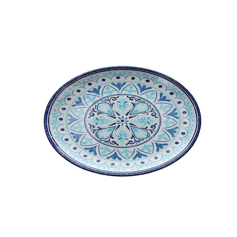 8056444093179.jpg TOGNANA - MELAMINE OVAL TRAY 35.5 x 25.5 CM WHITE/BLUE FLOWER S0934H4CEFA - Image 1