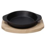 TOGNANA - CAST IRON HANDLED PAN 14 CM ROUND WITH WOODEN BASE W8458X3FUTA