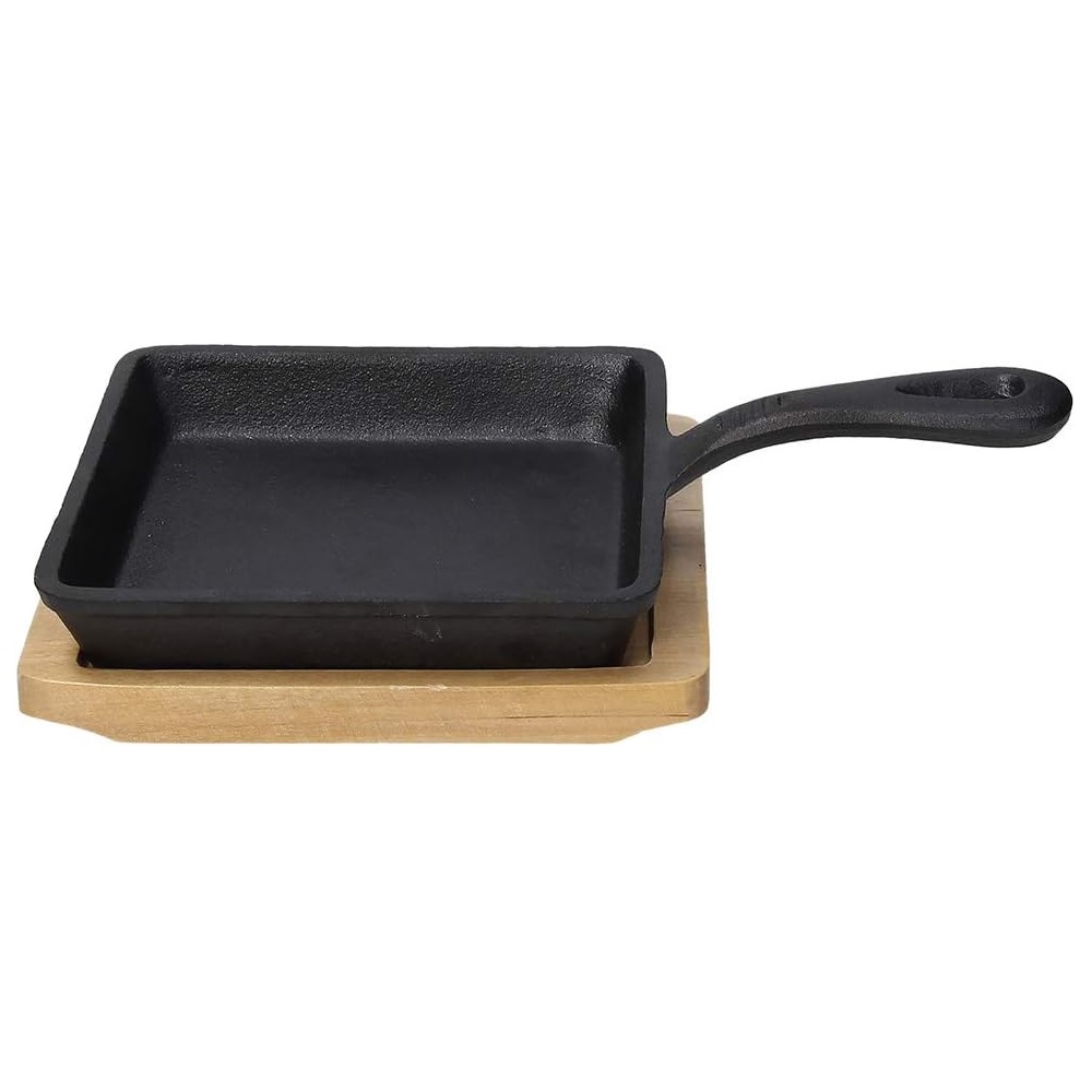 8056444127706.jpg TOGNANA - CAST IRON SQUARE PAN 14 CM WITH WOOD BASE - Image 1