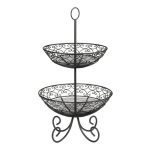 *DISCONTINUED - TC - TWO-TIER BLACK METAL STAND 30.5 CM - 25.5 CM H: 63.5 CM