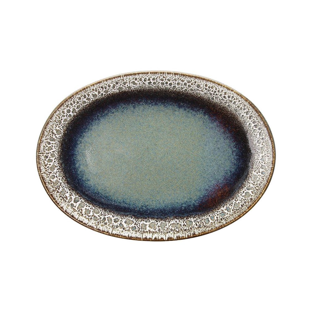 BM020308088.jpg TOGNANA - BLOOM BLUE AND BROWN OVAL PLATE 30 CM - Image 1
