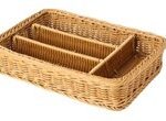 SUNNEX - POLYPROPYLENE RATTAN CUTLERY BASKET 40 x 30 x 6.5 CM - 4 DIVISIONS / DARK BROWN