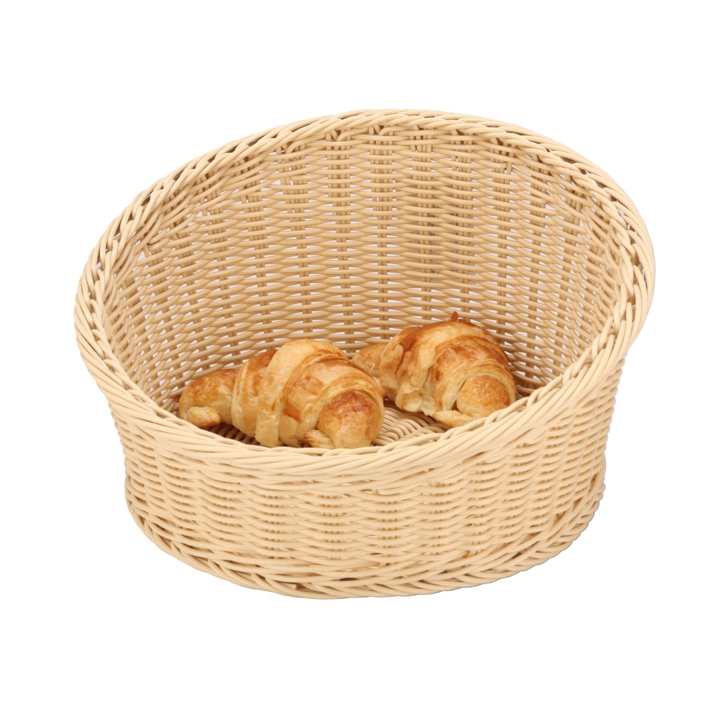 C06032V.jpg SUNNEX - POLYPROPYLENE RATTAN BASKET ROUND SLANTING SHAPE 36 CM DARK BROWN - Image 1