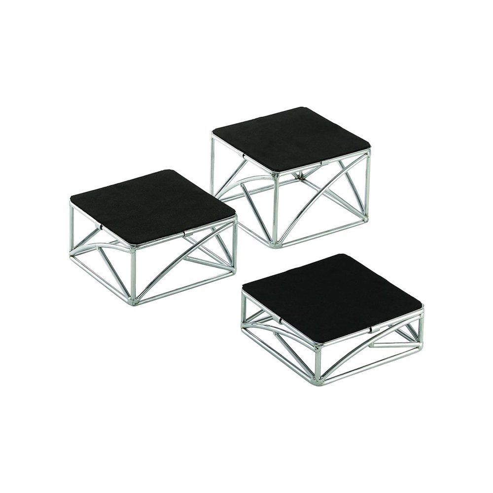 CR3.jpg TC - CHROME PLATED NON SLIP RISER SET 3 PCS 15 x 5 CM / 5 CM - 7.5 CM - 10 CM - Image 1