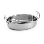 TC - ST/ST OVAL PAN WITH 2 HANDLES 36 x 24.5 x 12 CM