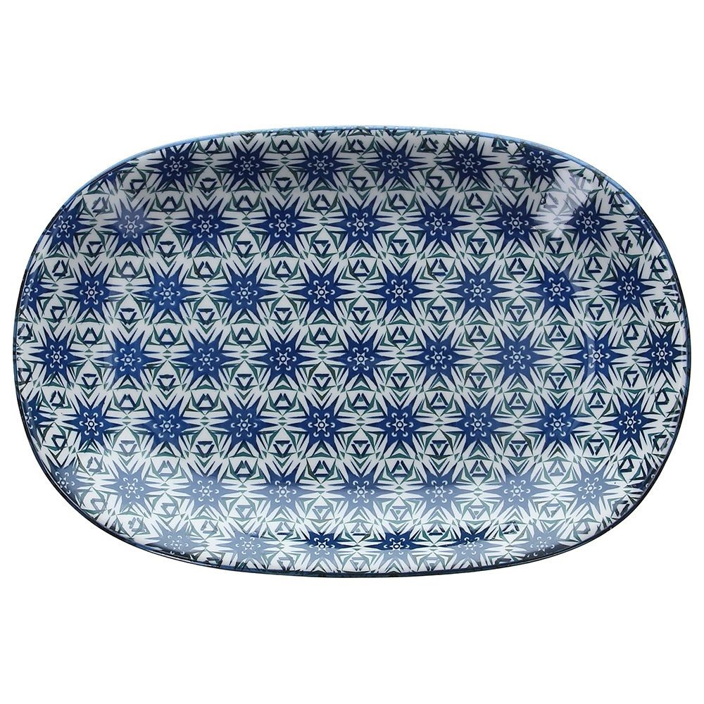 P4020285675.jpg TOGNANA - OVAL PLATE BLUE STAR 28 x 19 CM - Image 1