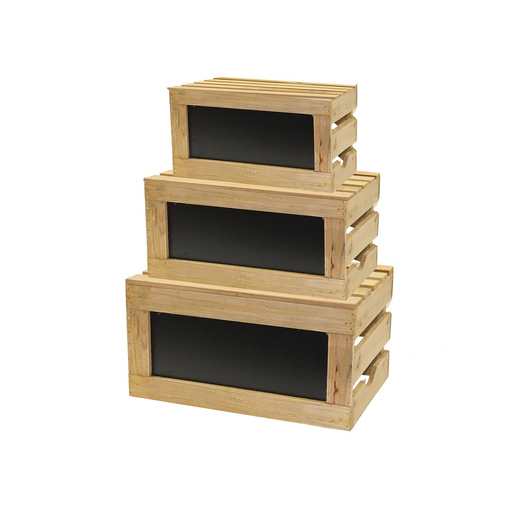 RCBCRATE1.jpg TC - NATURAL WOOD CRATE SET WITH CHALKBOARD 3 PCS - Image 1