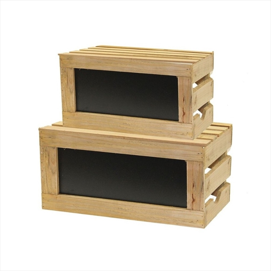 RCBCRATE1SM.jpg TC - DISTRESSED WOOD CRATE SET WITH CHALKBOARD 2 PCS - Image 1
