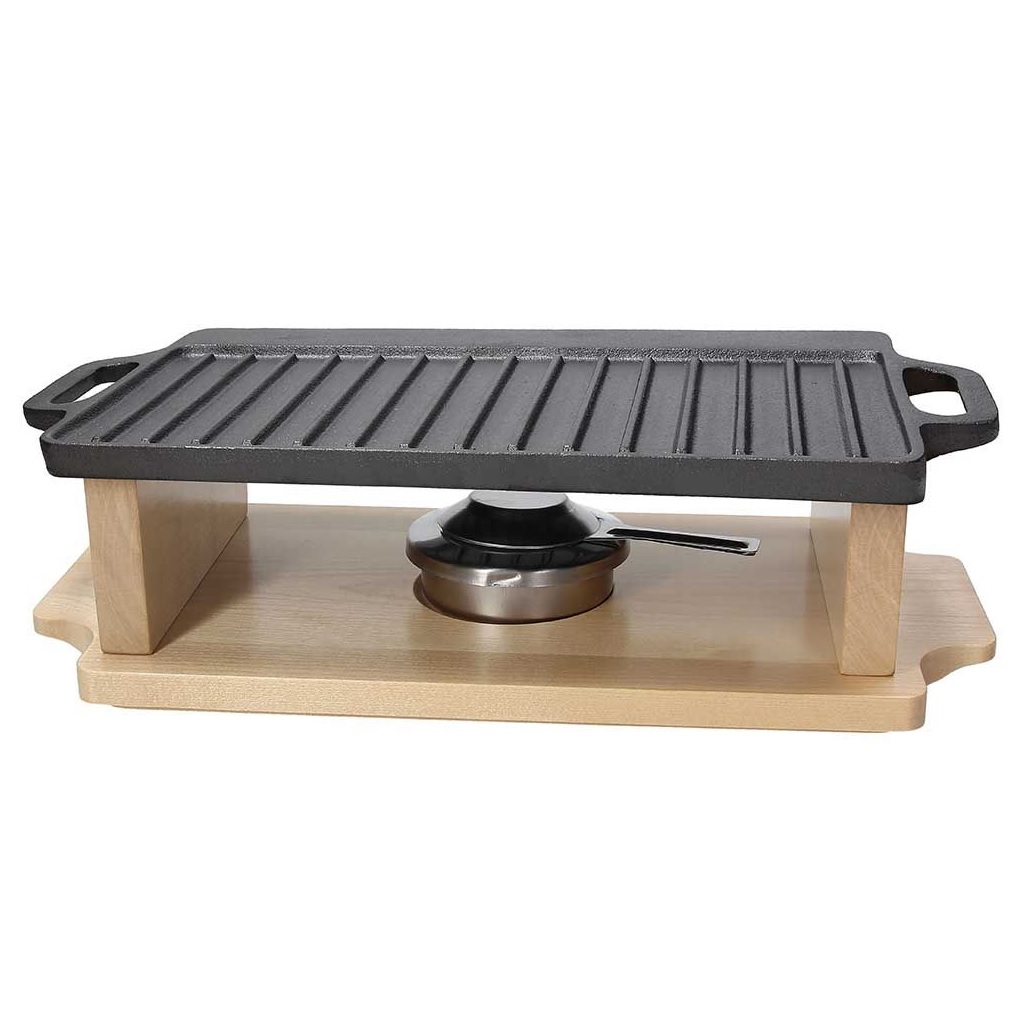W8458GAFUTA.jpg TOGNANA - CAST IRON GRILL WITH WOODEN BASE 33 x 20.5 CM - Image 1