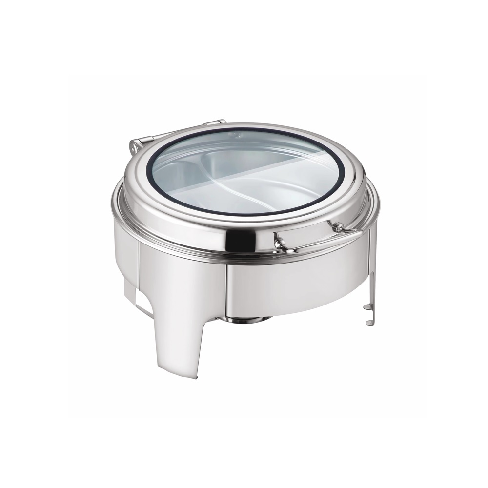 07-062.jpg BNOV - HYDRAULIC CHAFING DISH ROUND WITH GLASS TOP 40 CM - Image 1