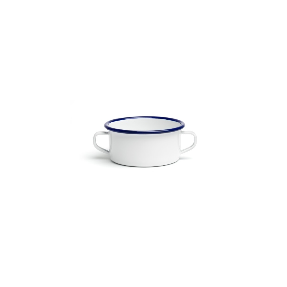 7525.jpg COMAS - ENAMELLED CASSEROLE W/HANDLE WHITE/BLUE Ø 10 CM - Image 1