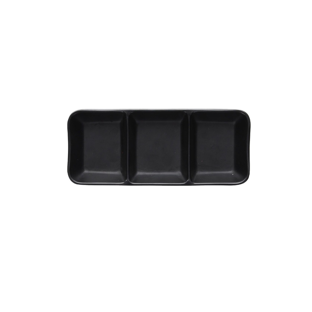 8056444456608.jpg TOGNANA - MELAMINE BLACK RECTANGULAR 3 COMPARTMENT PLATE 19.5 x 3.8 CM S0934M60NER - Image 1