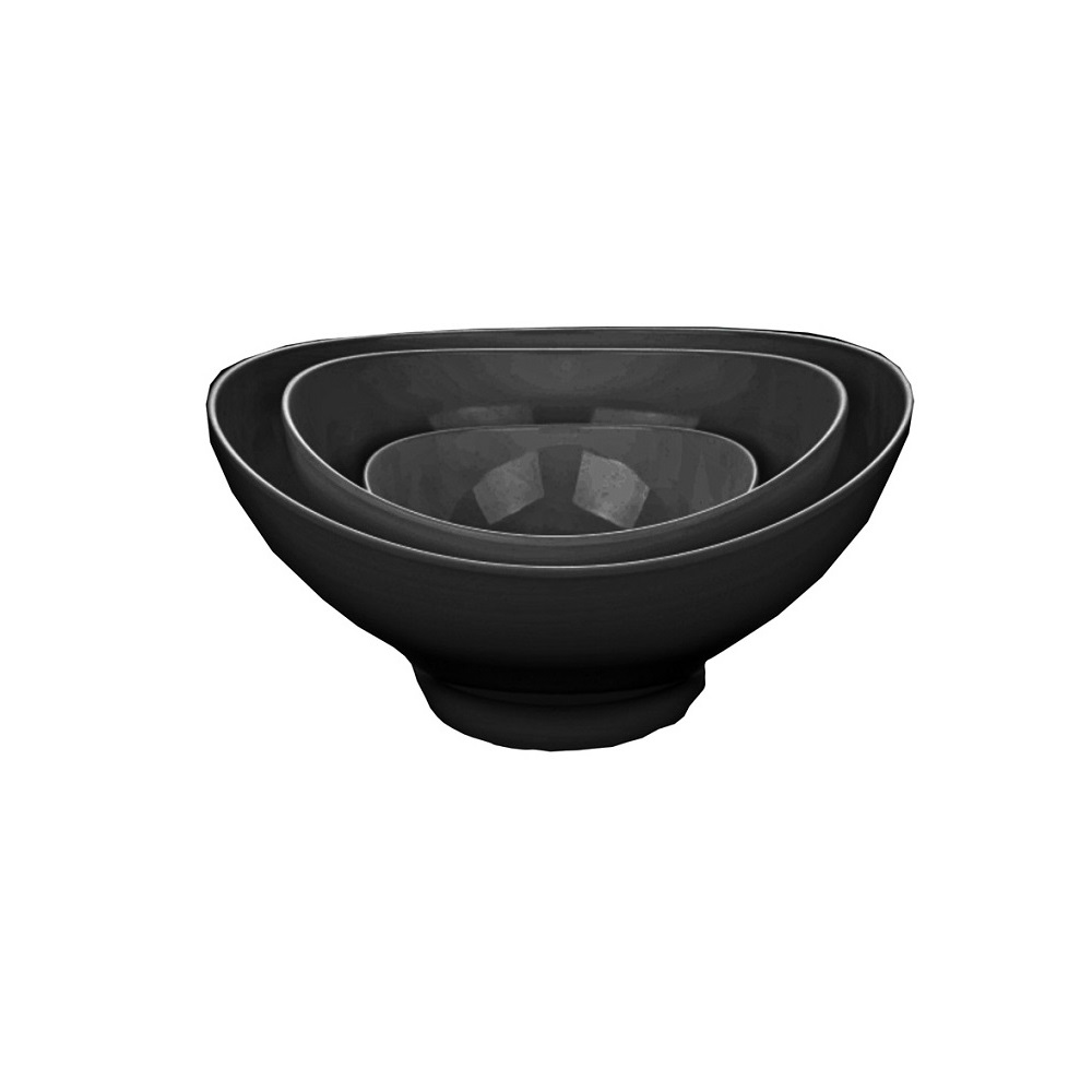 12-290.jpg BNOV - BLACK MELAMINE DEEP OVAL SALAD BOWL 29.5 x 26.6 x 16 CM / 4.1 L - Image 1