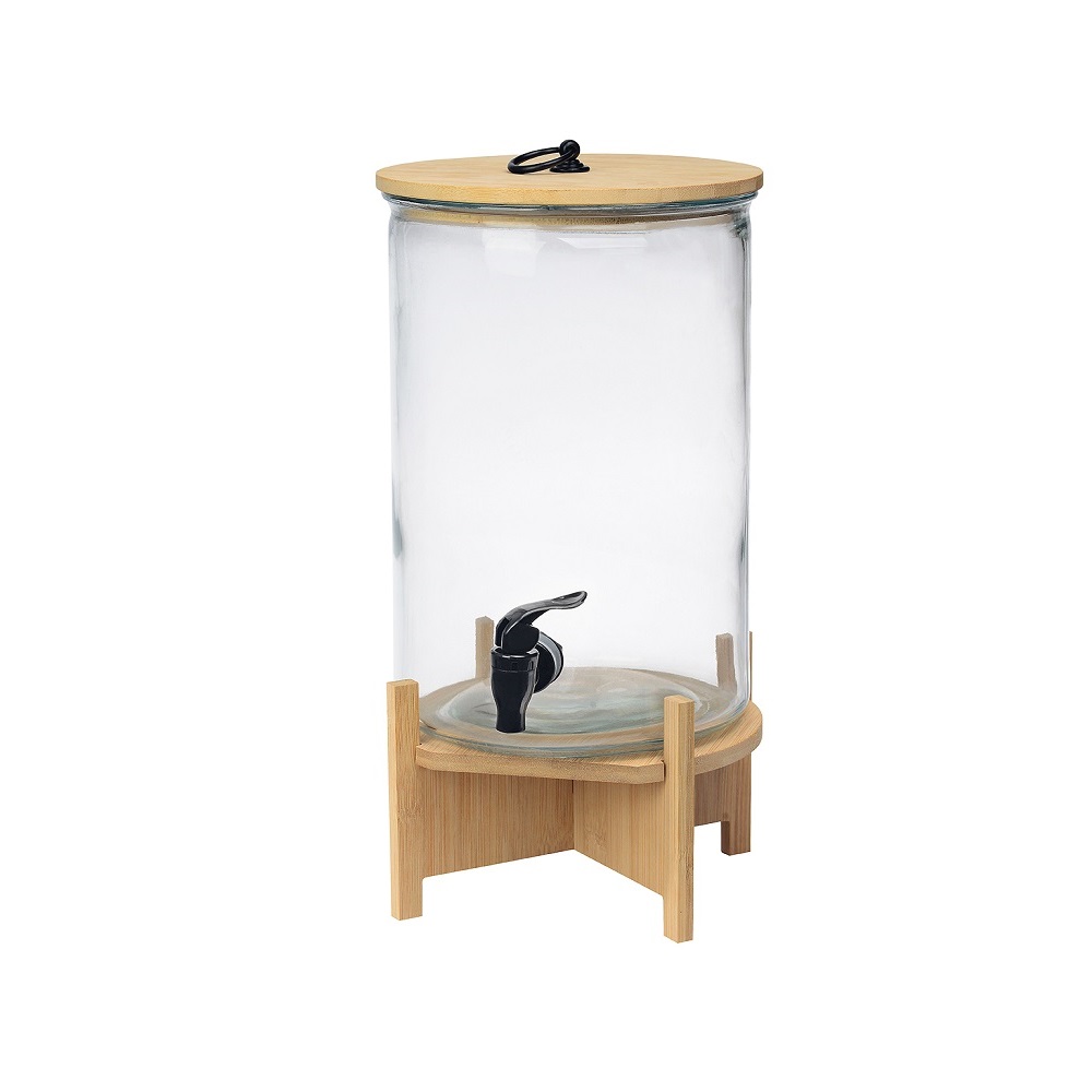 23468640.jpg HIT - XL LEMONADE TAP GLASS, HOLDER AND LID N BAMBOO 7.5 LT - Image 1