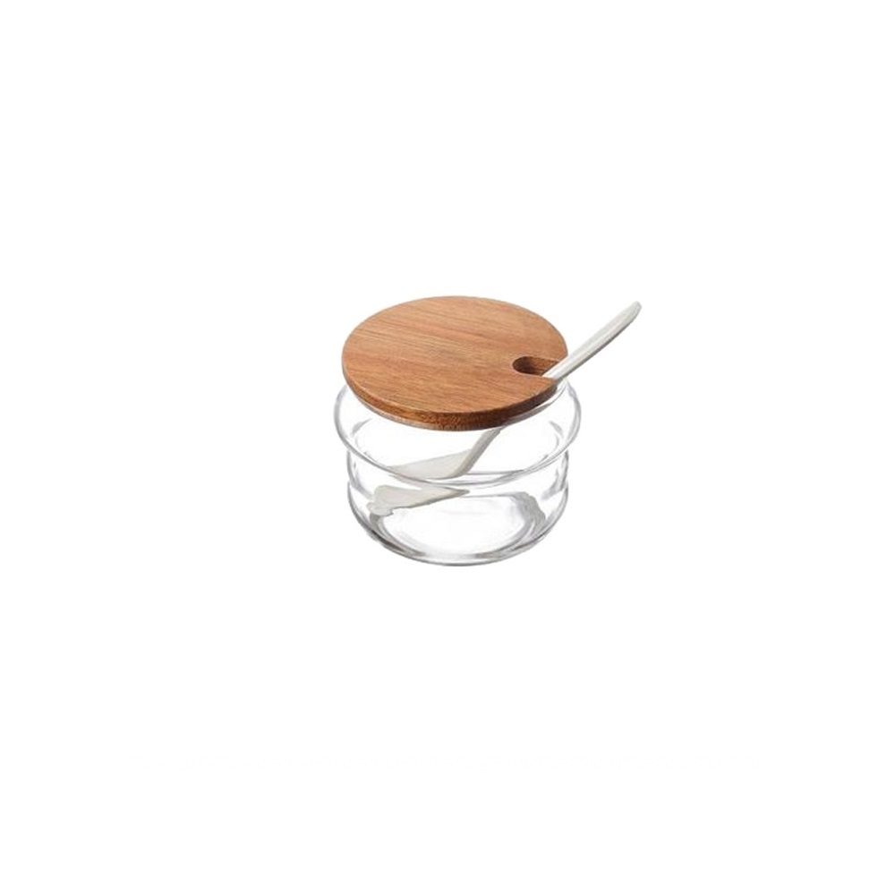 T3017.jpg LEONE - JAM GLASS VASE WITH SPOON 8 x 6 CM - Image 1