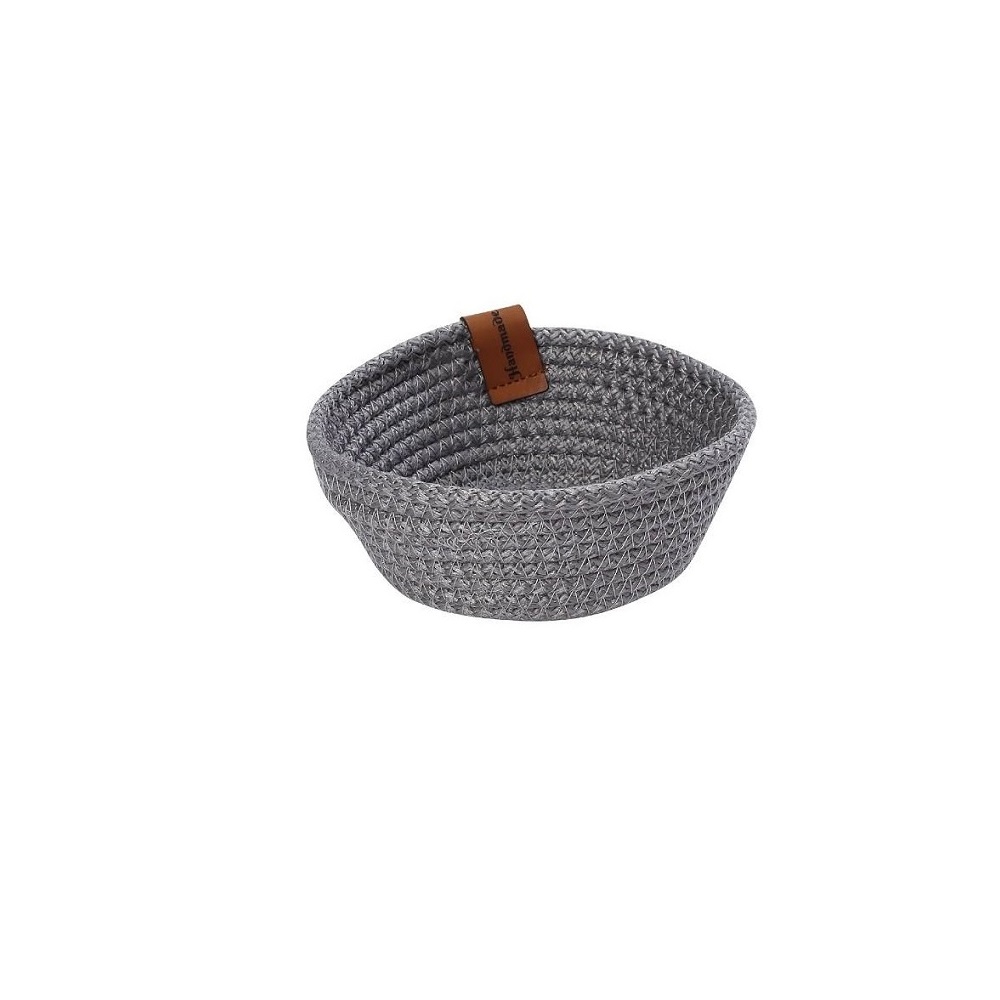 ROB107.jpg ESPIEL - ROPE BREAD BASKET GREY ROUND 13 x 6 CM - Image 1