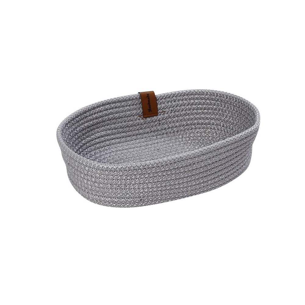 ROB108.jpg *DISCONTINUED - ESPIEL - ROPE BREAD BASKET GREY OVAL 27 x 15 x 7 CM - Image 1