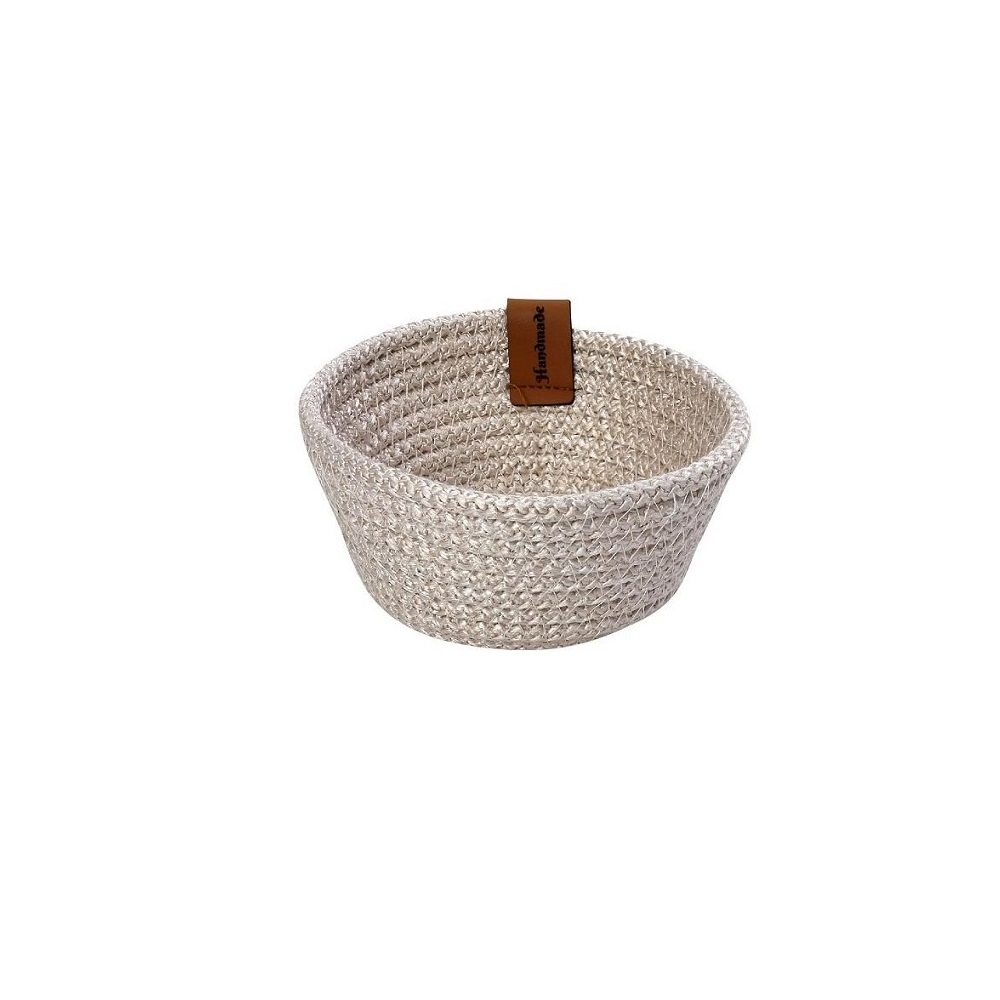 ROB122.jpg *DISCONTINUED - ESPIEL - ROPE BREAD BASKET BEIGE ROUND 13 x 6 CM - Image 1