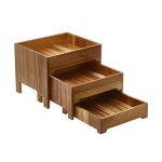 LEONE - ACACIA 3 TIER CUPBOARD BUFFET STAND 43 x 35.5 x 33 CM