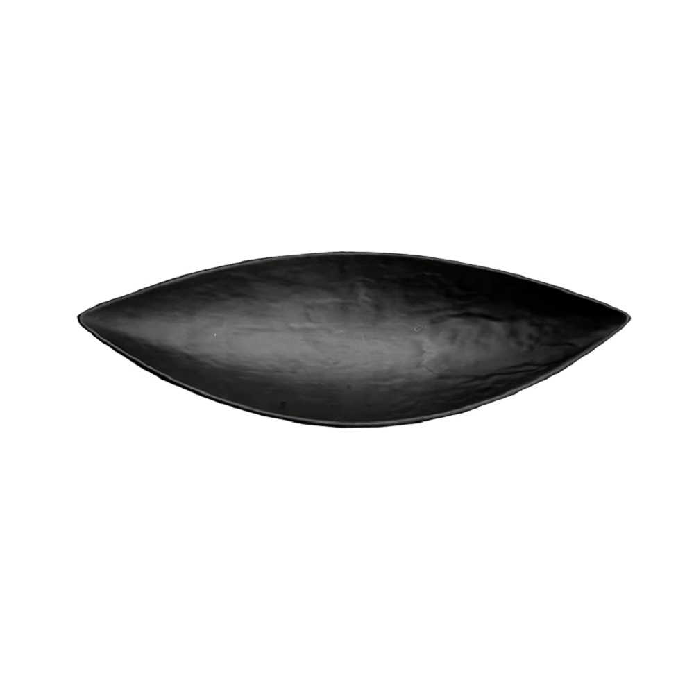 12-338.jpg BNOV - LEAF MELAMINE PLATTER BLACK 35 x 13 x 4 CM - Image 1