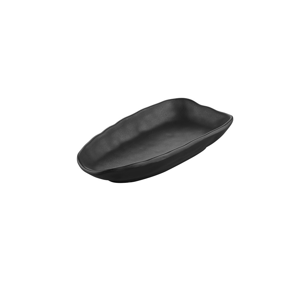 12-341.jpg BNOV - RECTANGULAR BOAT MELAMINE PLATTER BLACK 25 x 12 x 4 CM - Image 1
