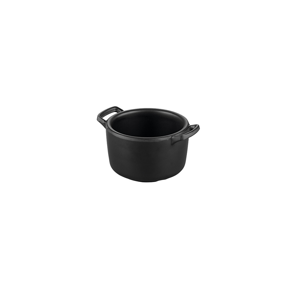 12-370.jpg BNOV - POT SHAPE MELAMINE BOWL BLACK 11.5 x 9 x 5.6 CM / 195 ML - Image 1