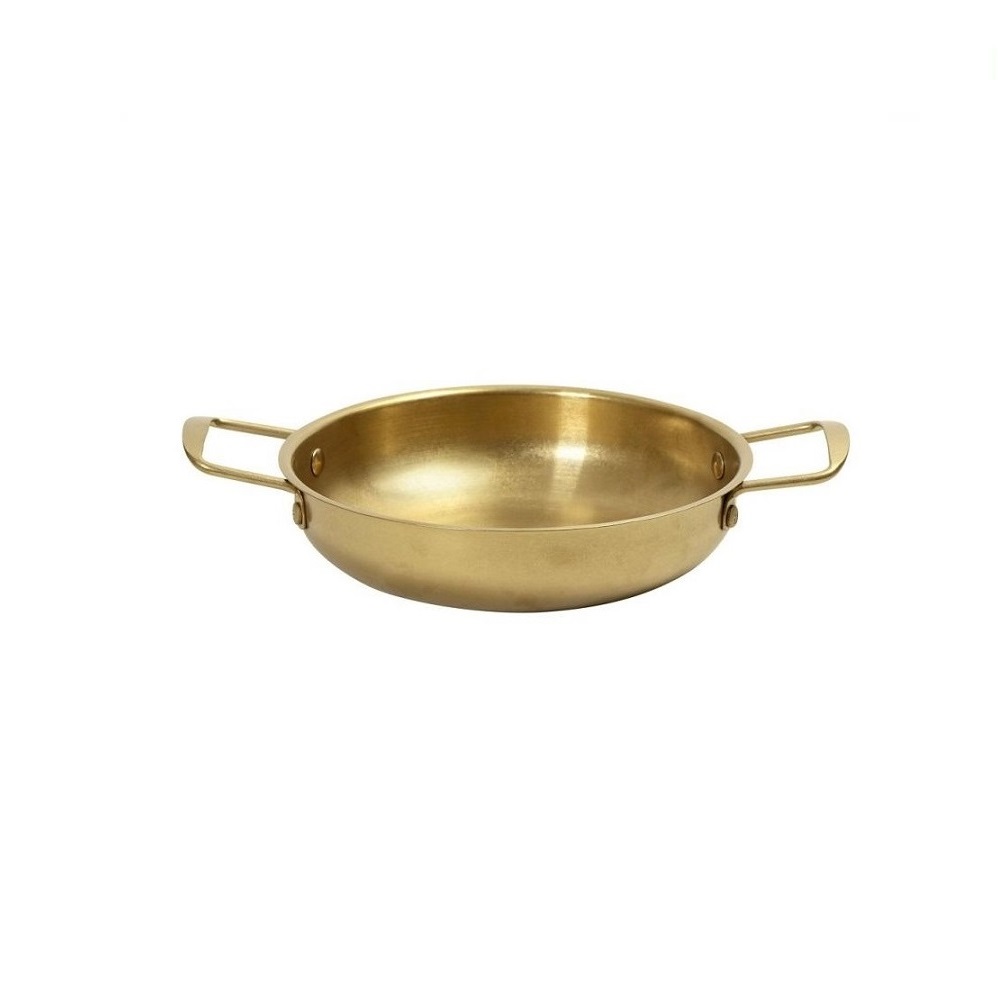 FEV232.jpg *DISCONTINUED - ESPIEL - SNOW ST/ST ROUND SERVING PAN GOLD 22 CM - Image 1