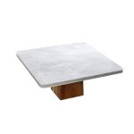 ESPIEL - WHITE MARBLE FOOTED PLATE 30 x 30 x 11 CM