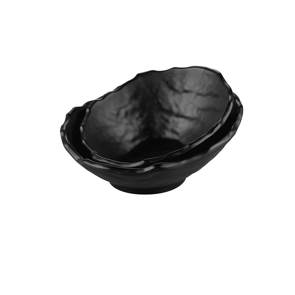 12-265.jpg BNOV - WAVY ASYMMETRICAL MELAMINE BOWL BLACK 27.5 x 26.5 x 11.5 CM / 960 ML - Image 1