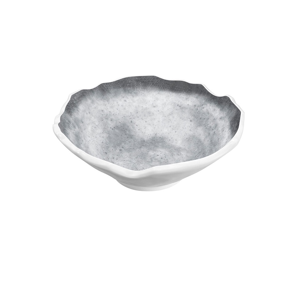 12-267.jpg BNOV - WAVY ASYMMETRICAL MELAMINE BOWL LIGHT GREY/DARK GREY 27.5 x 26.5 x 11.5 CM / 960 ML - Image 1