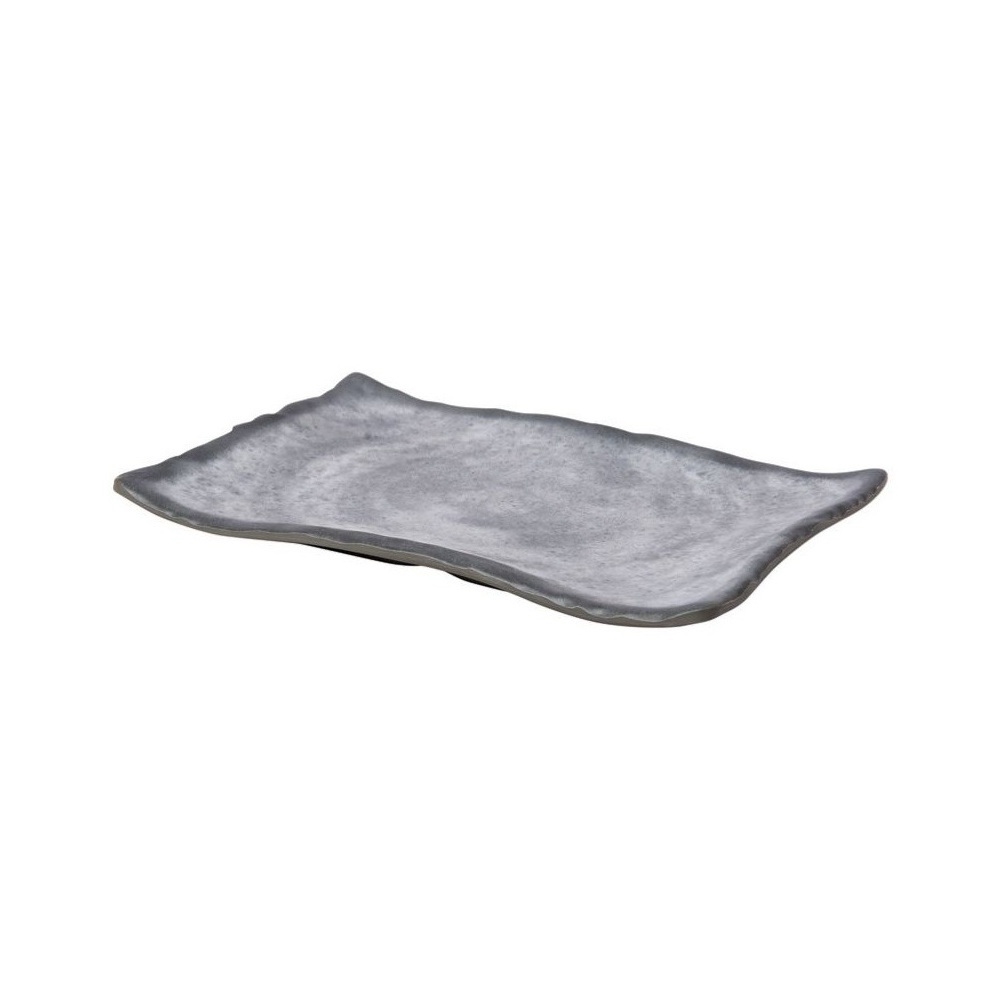 12-302.jpg BNOV - WAVY RECTANGULAR MELAMINE PLATTER LIGHT GREY/DARK GREY 27.3 x 8.7 x 2.2 CM - Image 1
