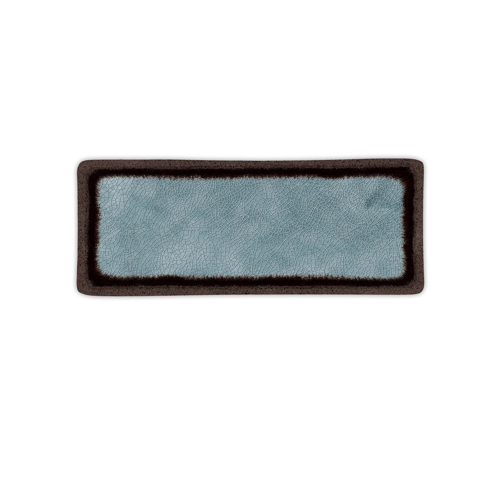 12-308.jpg BNOV - RECTANGULAR MELAMINE PLATTER LIGHT BLUE/BLACK 28.6 x 11.2 x 1.7 CM - Image 1