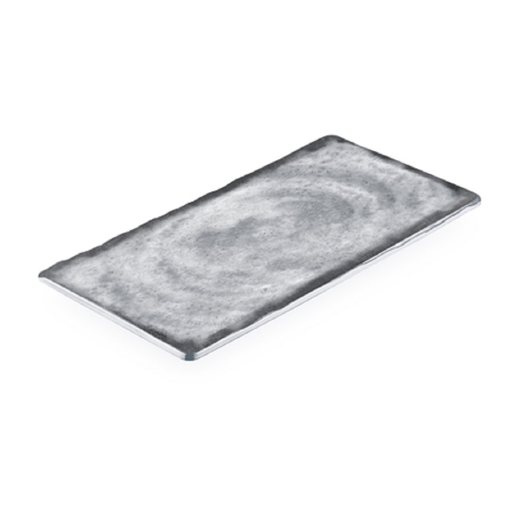 12-318.jpg BNOV - RECTANGULAR MELAMINE PLATTER LIGHT GREY/DARK GREY 45.8 x 20.8 x 1.7 CM - Image 1
