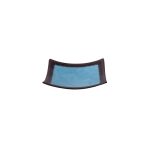 BNOV - SQUARE WAVY MELAMINE PLATE LIGHT BLUE/BLACK 15 x 3.3 CM