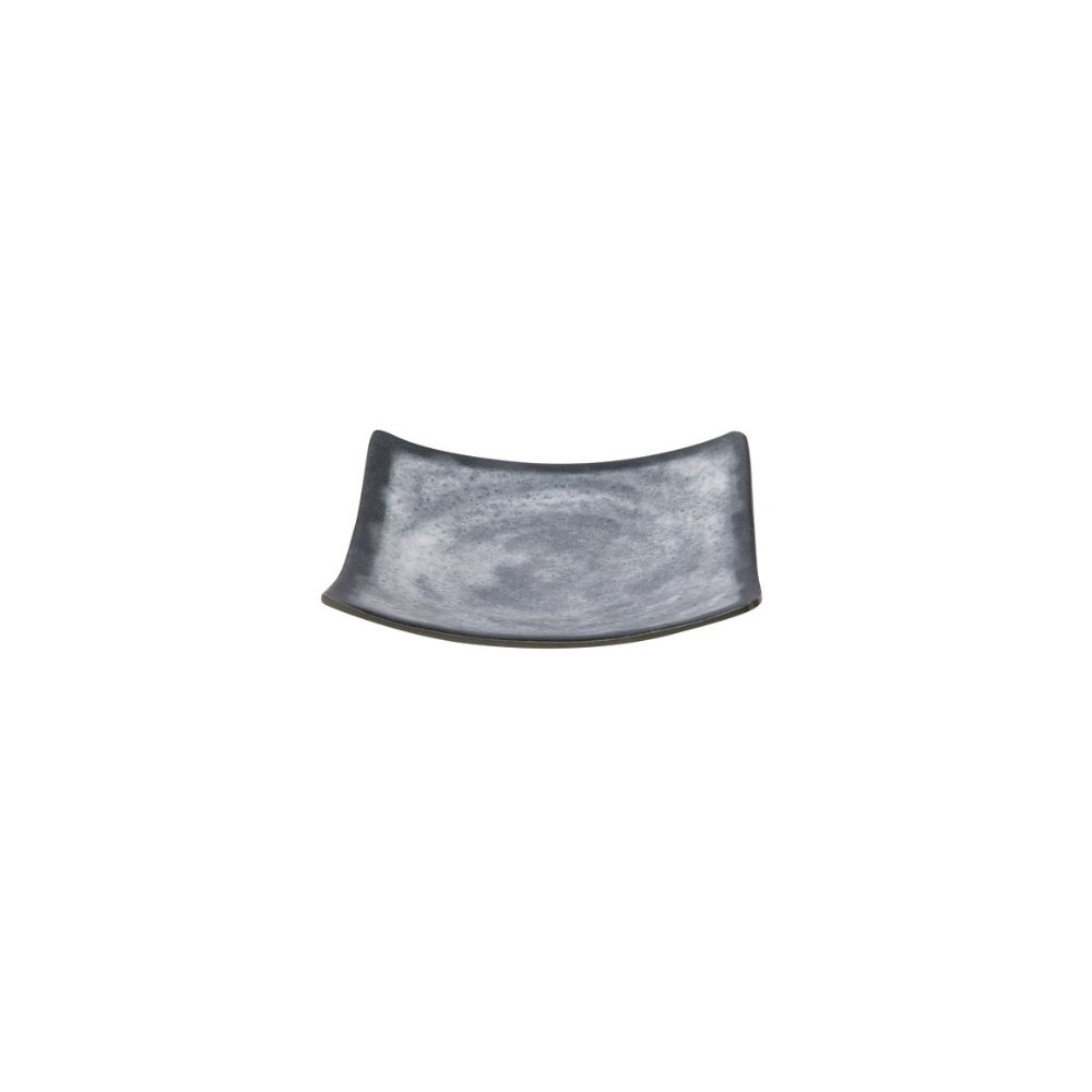 12-322.jpg BNOV - SQUARE WAVY MELAMINE PLATE LIGHT GREY/DARK GREY 15 x 3.3 CM - Image 1