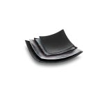 BNOV - SQUARE WAVY MELAMINE PLATE LIGHT BLUE/BLACK 24.7 x 5.6 CM